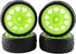 4PCS 12mm Hub Wheels Tires Set 1:10 1:12 1:16 Off Road RC Cars Rubber Tires Set for HSP 94122 94123 94103 3850 3851 FW06 RC Cars(Green)
