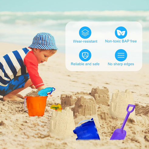 Qiuyanbo 5 Inch Set,Sand Summer Accessory24 24 Sand Castles Beach Buckets and Shovel Bucket Water Bucket for Beach Fun