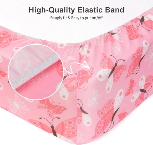 IOCCLH 2 Pack 28x52x8in(Daisy Baby Crib Sheets for Boys and Girls Fit for Standard Crib Toddler Mattress Breathable