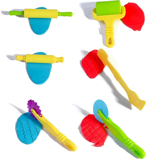 MAGIKON 6-Piece Set Kids Dough Tool Colorful, Child-Safe Modeling Clay Accessories for Small Hands