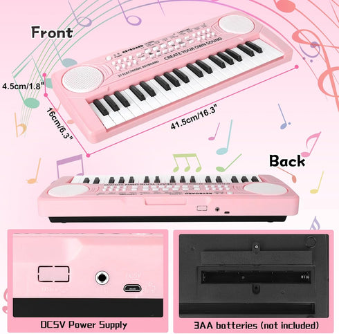37 3-8 Kids Toddler Toy Piano Keyboard - Key Pianos for Kid Music Toys Instruments with Microphone | Unlock Musical
