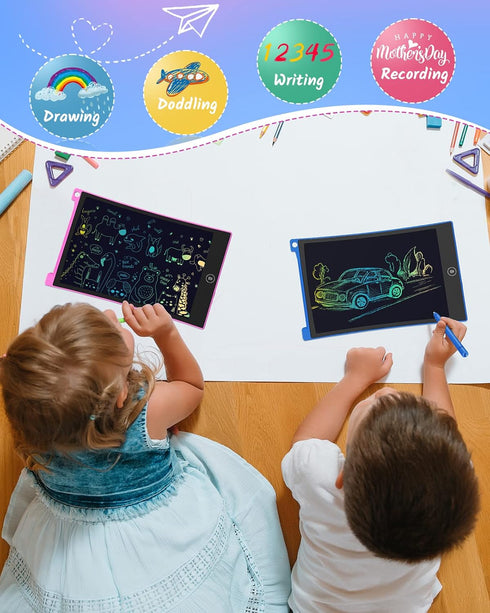 TECJOE 2 Pack LCD Writing Tablet, 8.5 Inch Colorful Doodle Board for Kids - Learning Toys Birthday Gifts
