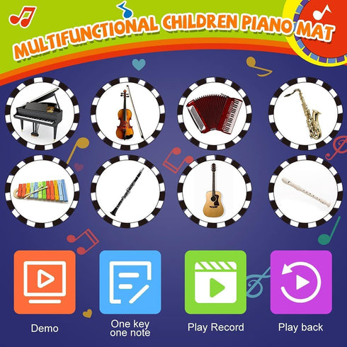 25 1 2 3 RenFox Baby Piano Mat with Music Sounds, Kids Musical Playmat, Early Education Development Birthday Gift Music