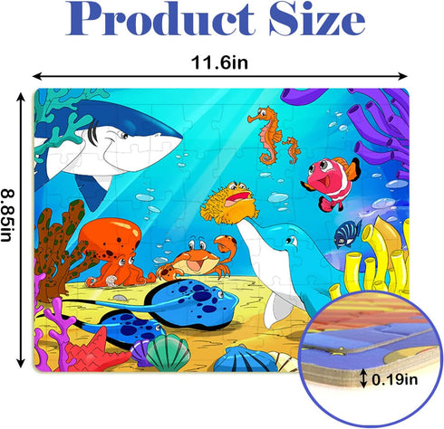 6 Pack Wooden Jigsaw Puzzles for Kids Ages 4-8, 60 Pieces Educational Learning Toys Set for Boys and Girls
