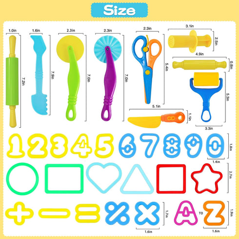 Set, 56 Sets 4-8, LCY WEDSHI Dough Tool Pcs Dough Tools for Kids Ages Dough Accessories Includes Alphabet Numbers