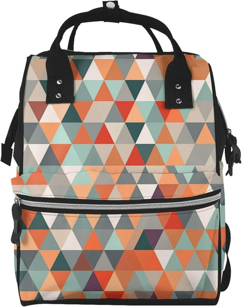 OUSIKA Triangles Patterns Print Diaper Bag Multifunction Laptop Backpack Travel Daypacks Large Nappy