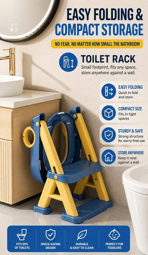 Gorocking Kids Potty Training Toilet Seat with Step Stool Ladder, Bear Design, Adjustable Height, Non-Slip Steps, Soft