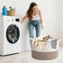 65L Large Woven Cotton Rope Blanket Basket with Handles, Laundry Hamper Storage Bin for Pillows, Clothes, Bedroom