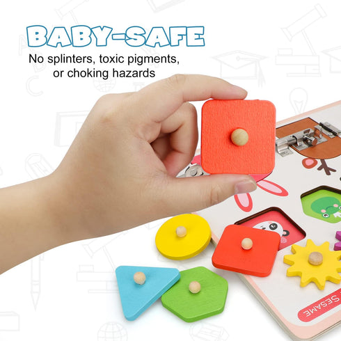 TOY Life Wooden Busy Board Montessori Toys, Activity Board Sensory Toys for Toddlers 1-3, Educational Motor Skills