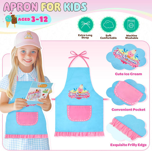 Set, Playset 3 4 5 6 7 8+ INNOCHEER Ice Cream Toy, Wooden Ice Cream Play Pretend Play Kitchen Toys, Ice Cream Toys