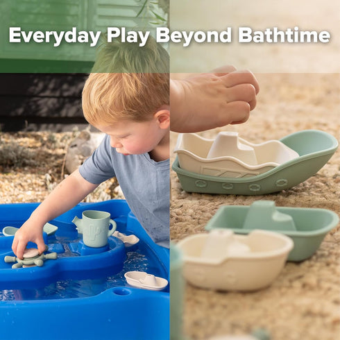 Set, 6M+ Haakaa Nautical Silicone Baby Bath Toys Food Grade Silicone Bathtub Toys for Toddlers, Mold-Free Stacking