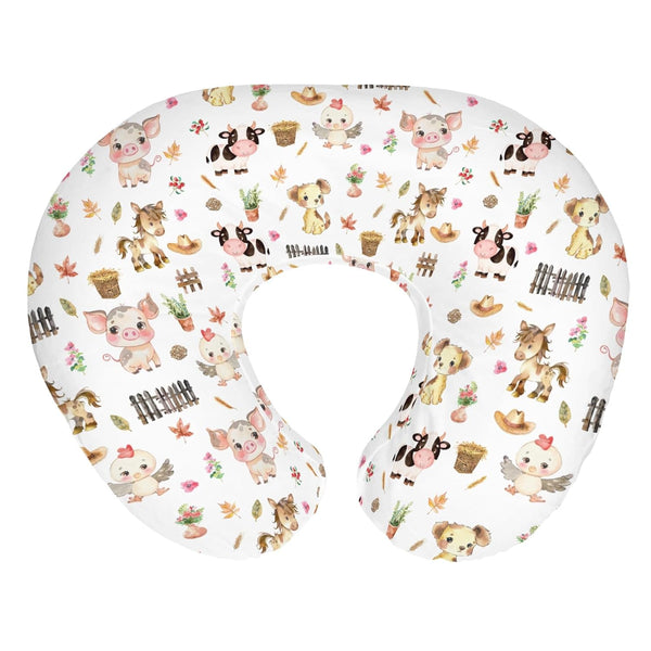 Cute Pastel Farm Animals Baby Nursing Pillow Covers for Boy Girl Farmhouse