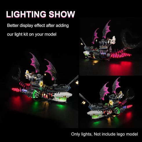 LED Lighting Kit for Lego 71469 Nightmare Shark Ship, Compatible with Building Block Models (Remote Control Version)
