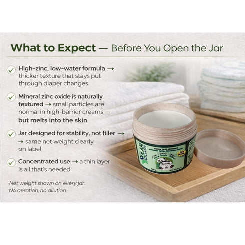 Bottoms Up Diaper Rash Ointment by Olan Wellness Thick Zinc Oxide Barrier Cream, Melts on Contact, Helps Soothe