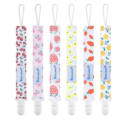 Smlpuame 6 Pack Pacifier Clip for Baby Girls, Stylish Binky Clips Strap, Lightweight Universal Paci Holder (Flower &