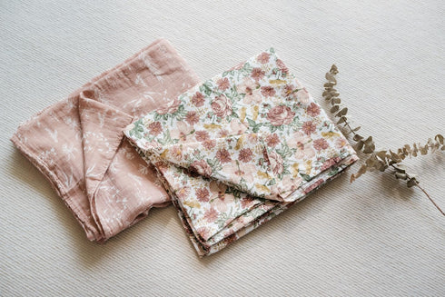 2 Pack 47 47 inches, Little Jump Western Wild Flowers Muslin Swaddle Blankets for Baby Girls, Receiving Blanket Large x