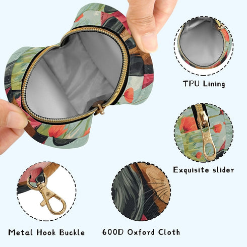 YETTASBIN Cute Dachshund Dog Portable Pacifier Holder Case with Metal Hook Buckle & Zipper for Diaper Bag and Stroller