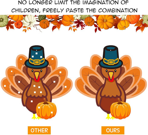 37 Pieces Fall Thanksgiving Felt Craft Kit, DIY Turkey Pumpkin Set with Detachable Maple Leaves