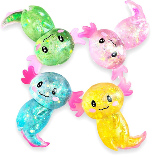 Puffwize 4pcs Gift(4pcs) Axolotl Squishy Stress Relief Toy Glitter Fidget Toys Cute Malt Sugar Axolotl Toy Fidget Toys