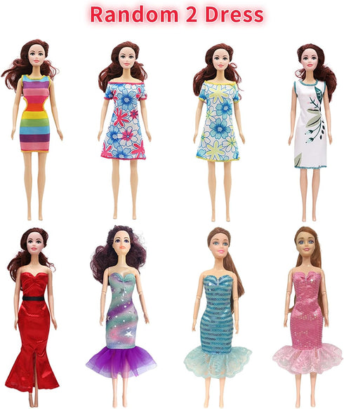 13 Pcs Doll Clothes and Accessories for 11.5 Inch Girl Dolls, Including Dresses, Tops, Pants, and Pajamas