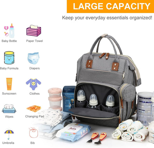 3 1 Backpack Pack Diaper Bag with Changing Station, Waterproof in Baby Diaper with Foldable Changing Pad, Large Travel