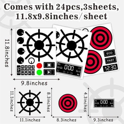 Play Kitchen Decals Stove Cooker Microwave Oven Stickers Vinyl Toy Stove Sticker DIY Replacement Kitchen Stickers Toy