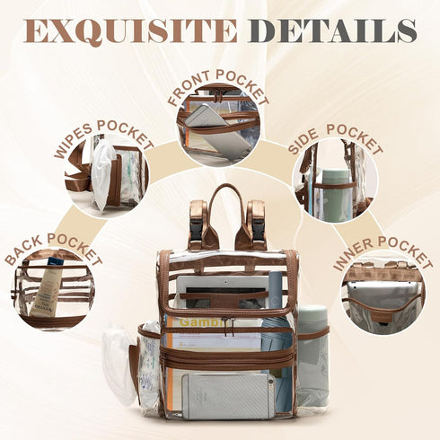 Backpack 12x6x12 MOMINSIDE Diaper Bag Small Diaper Bag,Mini Diaper Bag, Clear Bag for Stadium Events Small Clear Bag