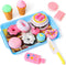 LOVESTOWN 15 PCS Pretend Desserts Toy Set, Play Food for Kids Kitchen, Ice Cream Cupcake Baking Plastic Play Food
