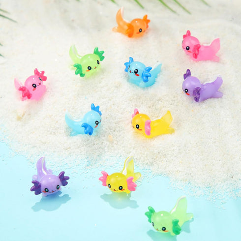 Junkin Mini Axolotl Resin Charms: Miniature Axolotl Ornament for DIY Garden Dollhouse Birthday Party Decoration (48 Pcs)