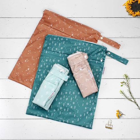 2 Pack (W016) Mama Koala Waterproof Wet Dry Bags for Baby Items, Cloth Diapers, Swimsuits, Travel, Gym Clothes, Beach