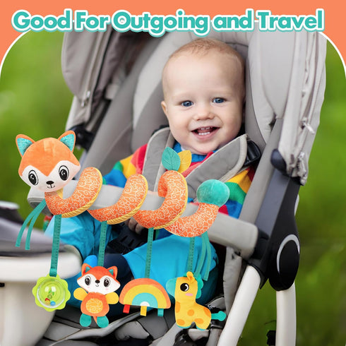 0 3 6 9 10 12 GKDOMS Baby Car Seat Toys Activity Stroller Toy for Boys Girls Months, Spiral Hanging Plush Toys, Baby