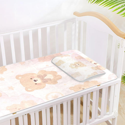 EtherSpher 28" 52" Cartoon Cute Brown Teddy Bear Cooling Baby Mattress Pads x Washable Pads for Kids for Kids, Adult