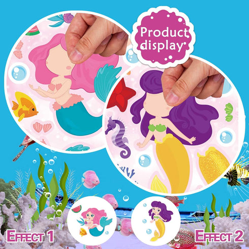 24 Sheets Mermaid Stickers, Make Your Own Mermaid Stickers for Kids Party Favors and Classroom Rewards