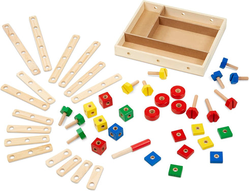 Melissa & Doug Wooden Construction Building Set in a Box, 48 Pcs