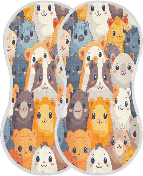 YETTASBIN Cartoon Guinea Pig Muslin Baby Burp Cloth, Super Soft Absorbent Cotton Burp Rag Baby Bibs Feeding Cloth