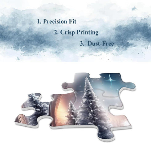 BBOLDIN 1000 Fantasy Winter Teapot Puzzle for Adults Piece, Night Forest Snow Scene Jigsaw Puzzle, Nebula Starry Night
