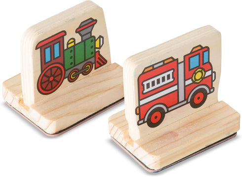 Set 4+ Melissa & Doug My First Wooden Stamp - Vehicles Kids Art Projects, Stamps with Washable Ink, Vehicle Toys
