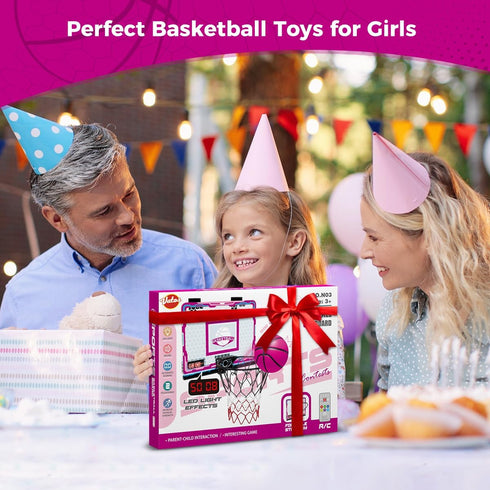 VATOS Basketball Hoop for Girls, Indoor Pink Basketball Hoop with Electronic Scoreboard & Remote Controller