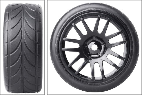 HobbyPark Glued 1/10 On-Road RC Touring Tires and Wheels Set for 1/18 Traxxas Latrax Teton (4-Pack, Color A)