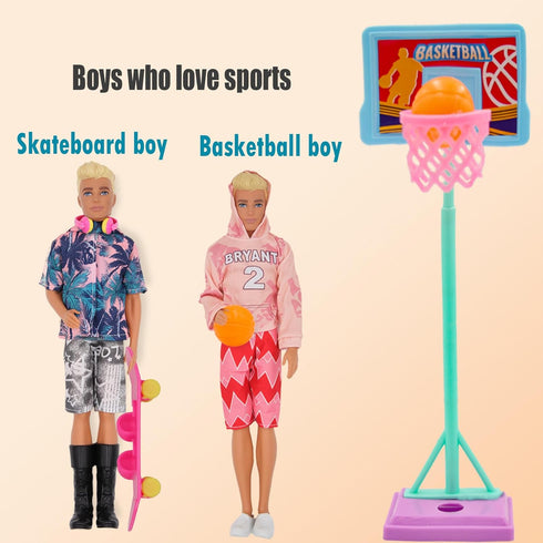 EuTengHao 44Pcs Doll Clothes for 12 Inch Boy Dolls, 27 Different Shirts & Accessories, Basketball, Skateboard Style