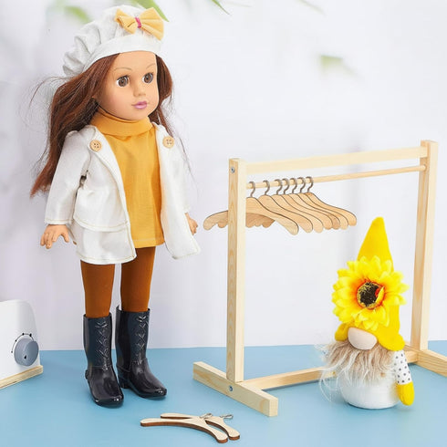 22 18 Inch Civaner Pcs Doll Garment Rack with Wooden Clothes Hanger for Girl Doll Clothes Mini Hangers Wardrobe