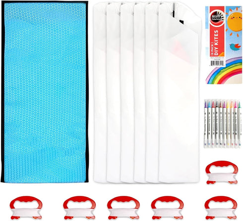 DIY Kites for Kids, Kite Making Kit Bulk, White Diamond Kite Decorating Party Pack (6 Pack)