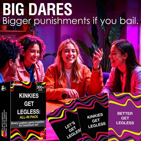 Pack 3 300+ QUOKKA Kinkies Get Legless All-in Adult Card Games in One Premium Box Betting, Dares, and Party Challenges