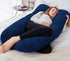Navy U Shaped Pregnancy Body Pillow with Removable Velvet Cover