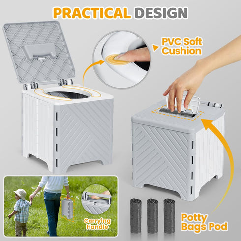 Orzbow Portable Potty Training Toilet, Travel Potty Seat for Toddler Boys Girls, Toilet Training Essentials, Foldable