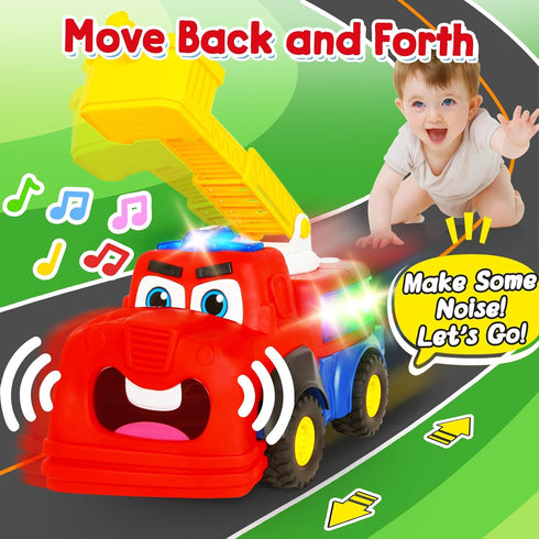 Hieoby 1-3, 2 Interactive Talking Fire Truck Toy for Toddlers Musical Toy with Realistic Sirens & Sounds & Lights
