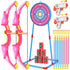 2 Pack Kids Bow and Arrow Set, Pink Light Up Archery Toy Set, Foam Dart Guns & 6 Target Cans for Ages 5-10 Birthday