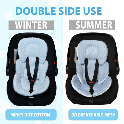 2-in-1 Infant Carseat Insert, Reversible Baby Car Seat Cushion for Newborn Toddler Head & Body Support Car Seat Pad