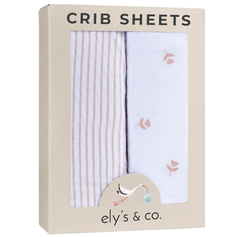 Elys & Co. Crib Sheets Baby Girl Fitted Crib Mattress Sheet Set,