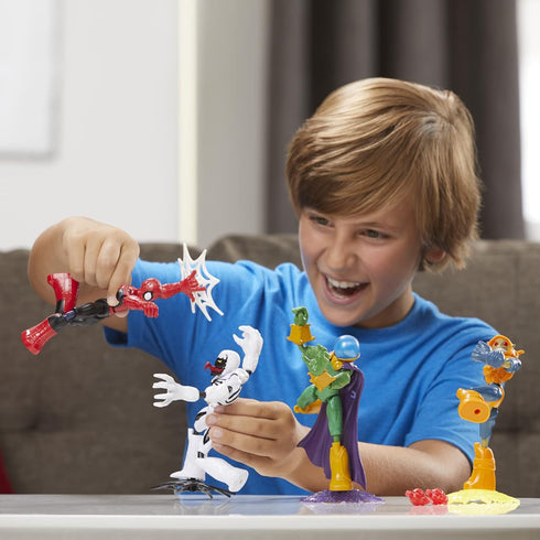 Packaging 4 Count (Pack 1) Spider-Man Marvel Bend and Flex Action Figure Toy, and Anti-Venom Vs. Marvel's Mysterio